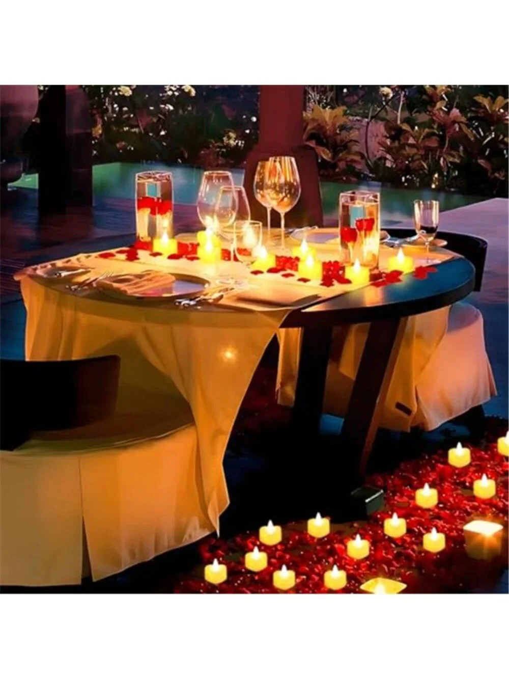 LED Flameless Heart Candles Rose Petals Romantic Wedding Proposal Decor Set